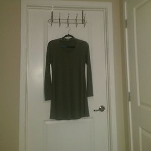 Grey long sleeve scoop neck dress